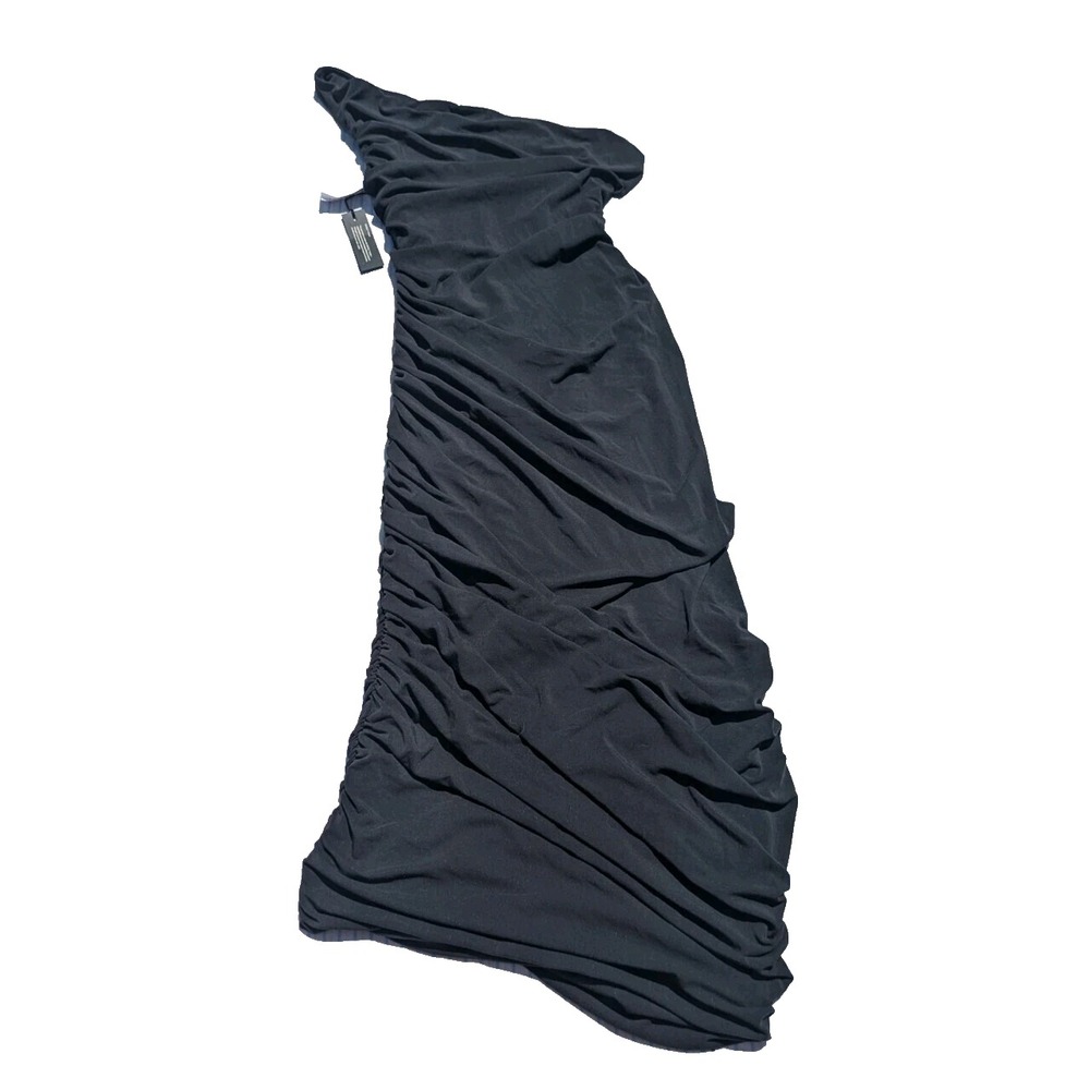 Ten By Babaton Midi Black Ruched Dress Small Aritzia Luxor Vertigo‎